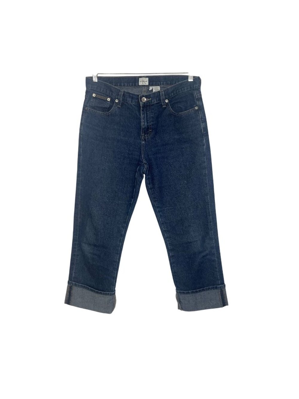 Calvin Klein Lean Cuffed Jeans Womens Size 10 Dark Wash Cropped